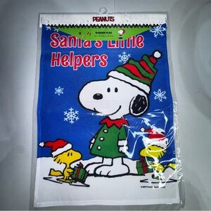 Peanuts Snoopy Woodstock Garden Flag Winter Holiday Christmas Santa’s Help 12x18